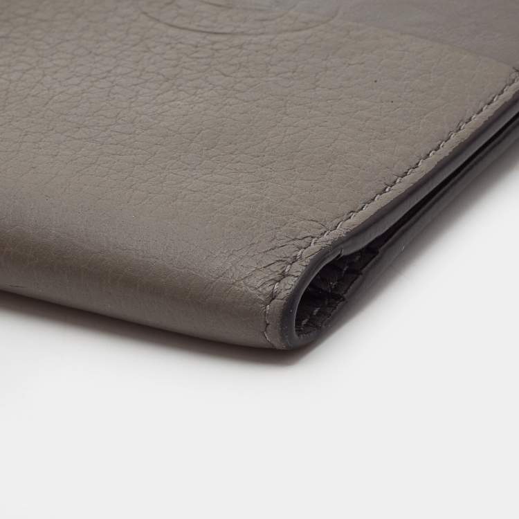 Pre Owned Cartier Two Tone Grey Leather Must De Cartier Bifold Wallet