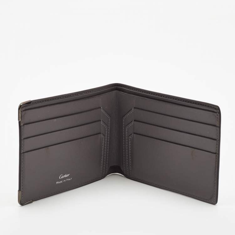 Pre Owned Cartier Two Tone Grey Leather Must De Cartier Bifold Wallet