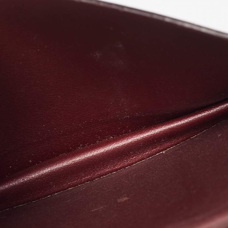 Pre Owned Cartier Burgundy Leather Must De Cartier Bifold Card Holder 