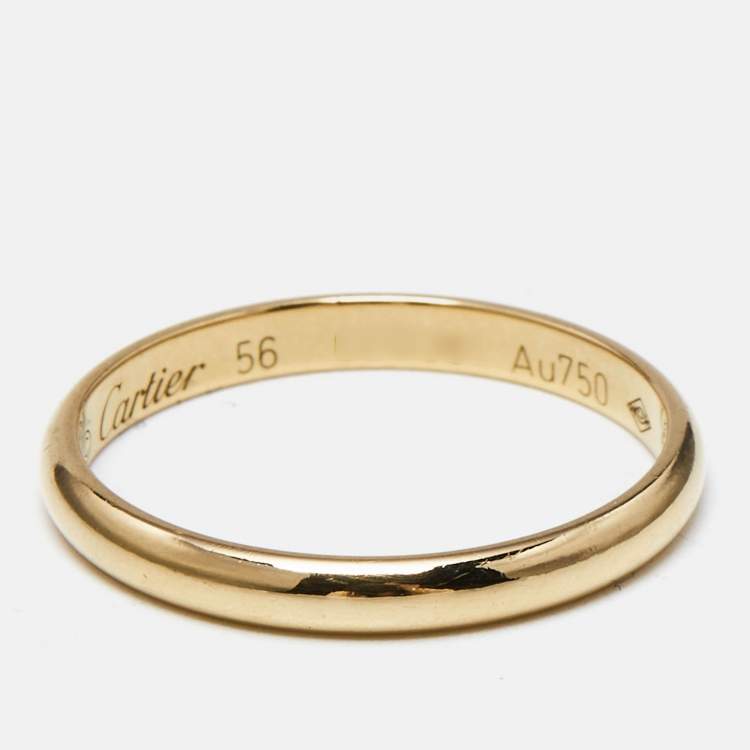 Pre Owned Cartier 1895 18k Yellow Gold Wedding Band Ring Size 56