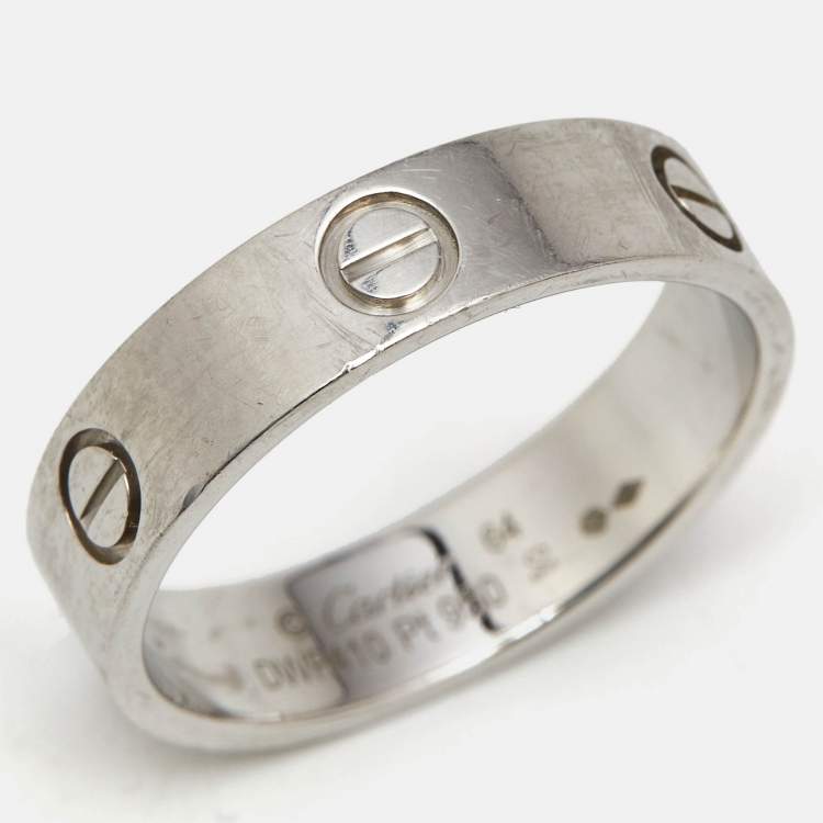 Pre Owned Cartier Love Platinum Classic Band Ring Size 64
