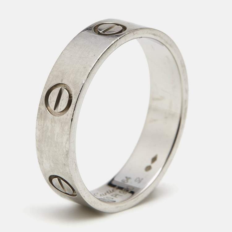 Pre Owned Cartier Love Platinum Classic Band Ring Size 64