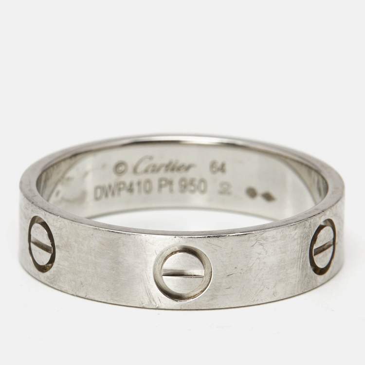 Pre Owned Cartier Love Platinum Classic Band Ring Size 64