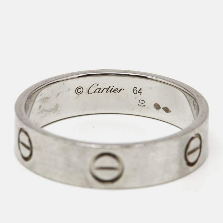 Pre Owned Cartier Love Platinum Classic Band Ring Size 64