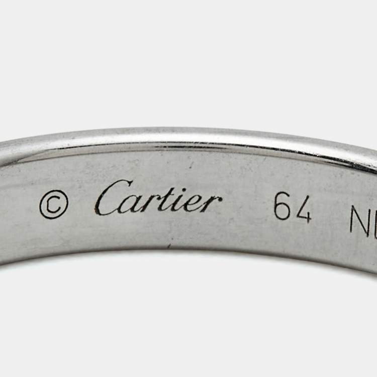 Pre Owned Cartier 1895 Platinum Wedding Band Ring Size 64