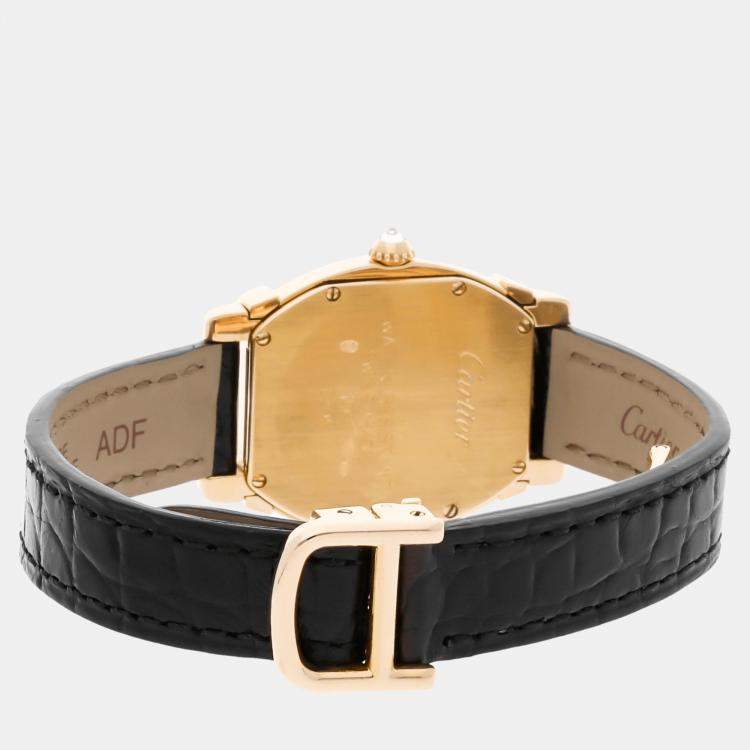 Pre Owned Cartier Silver 18k Yellow Gold Tortue WA501531 Quartz Men's Wristwatch 26 mm