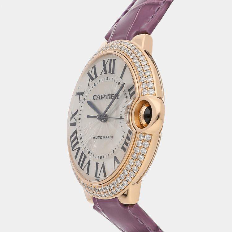 Pre Owned Cartier Silver 18k Rose Gold Ballon Bleu WE900851 Automatic Men's Wristwatch 42 mm