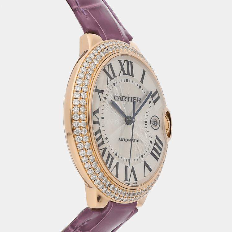 Pre Owned Cartier Silver 18k Rose Gold Ballon Bleu WE900851 Automatic Men's Wristwatch 42 mm
