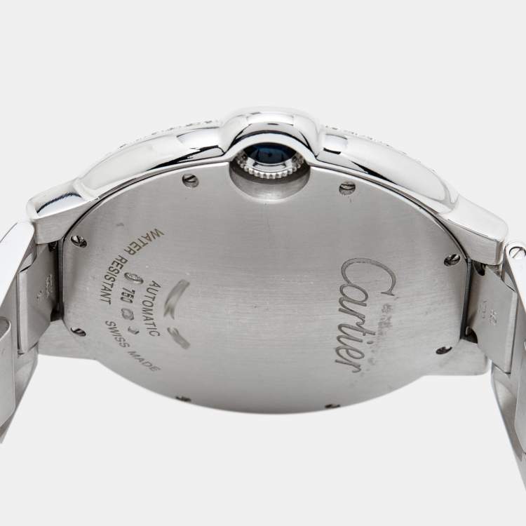 Pre Owned Cartier Silver 18K White Gold Diamond Ballon Bleu WE9009Z3 Men's Wristwatch 42 mm