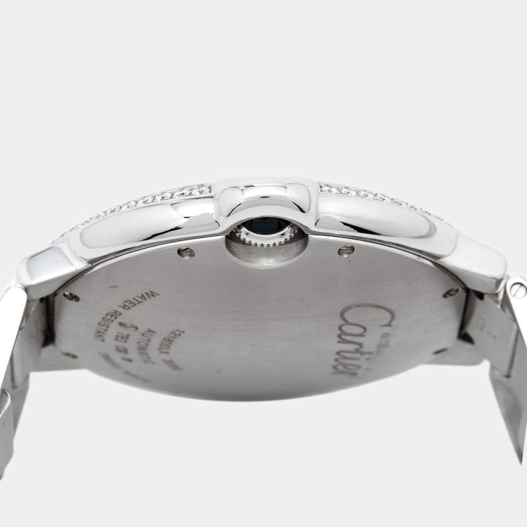 Pre Owned Cartier Silver 18K White Gold Diamond Ballon Bleu WE9009Z3 Men's Wristwatch 42 mm
