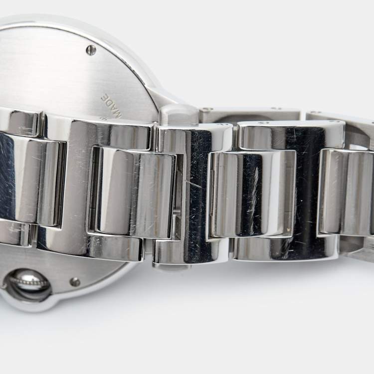 Pre Owned Cartier Silver 18K White Gold Diamond Ballon Bleu WE9009Z3 Men's Wristwatch 42 mm