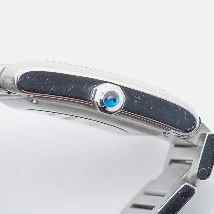 Pre Owned Cartier Opaline White Stainless Steel Tank Francaise W51002Q3 Unisex Wristwatch 28 mm