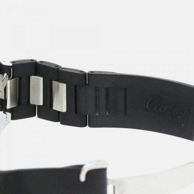 Pre Owned Cartier Black Stainless Steel Must 21 Quartz Men's Wristwatch 38 mm