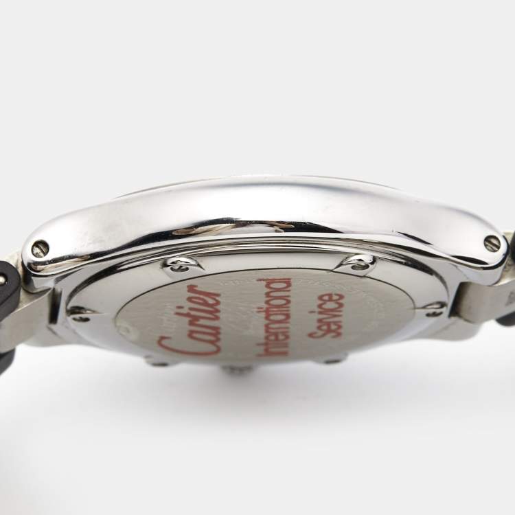 Pre Owned Cartier Black Stainless Steel Rubber Autoscaph Must 21 W10147U2 Unisex Wristwatch 36 mm