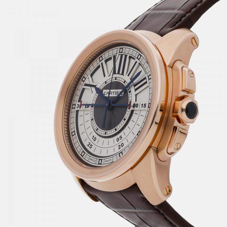 Pre Owned Cartier Calibre De Cartier Chronocentral Chronograph W7100004 Manual Winding Men's Wristwatch 45MM
