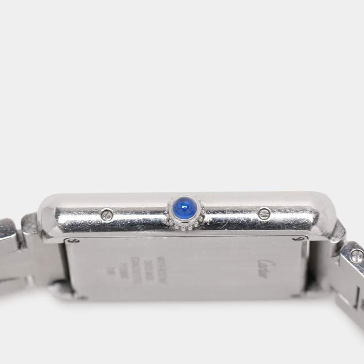 Pre Owned Cartier Silver Stainless Steel Tank Solo W5200014 Unisex Wristwatch 28 mm
