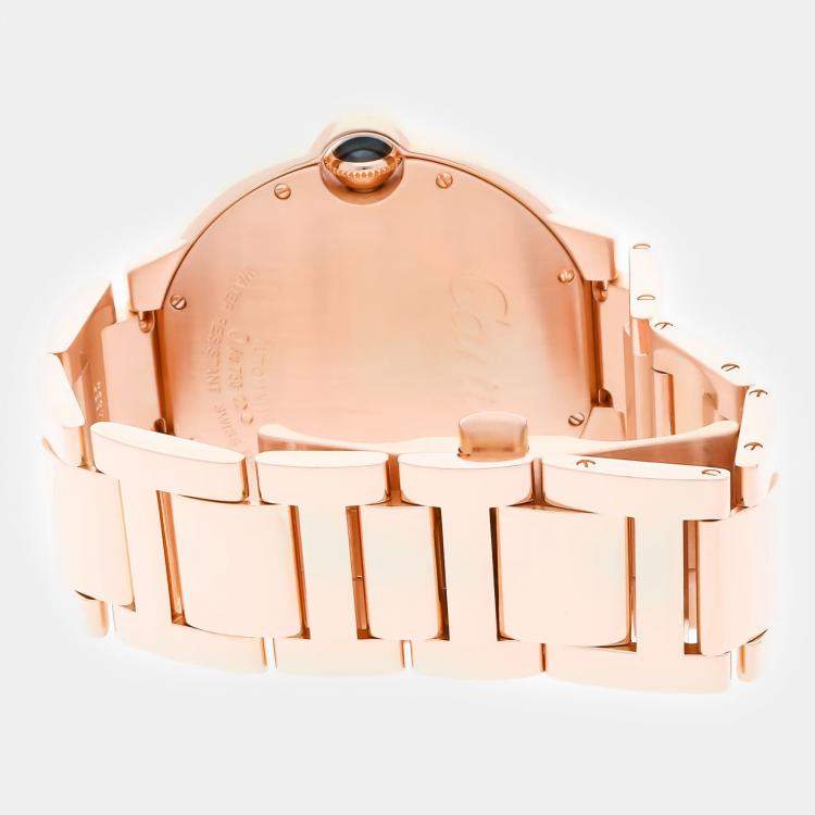 Pre Owned Cartier Ballon Bleu WE9008Z3 Automatic Rose Gold Silver Dial Men's Wristwatch 42mm
