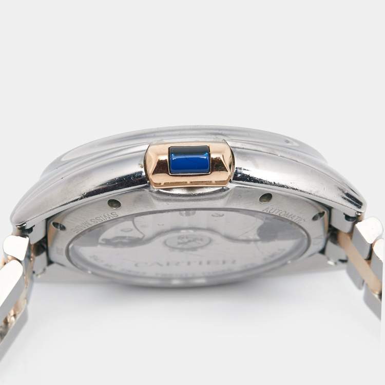 Pre Owned Cartier Silver 18K Rose Gold Stainless Cle de Cartier W2CL0003 Unisex Wristwatch 35 mm
