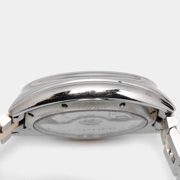 Pre Owned Cartier Silver 18K Rose Gold Stainless Cle de Cartier W2CL0003 Unisex Wristwatch 35 mm