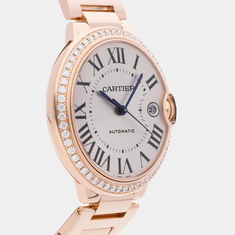Pre Owned Cartier Ballon Bleu WJBB0057 Automatic Rose Gold Silver Dial Men's Wristwatch 36mm