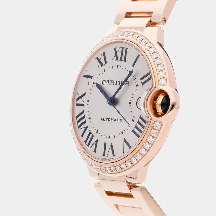 Pre Owned Cartier Ballon Bleu WJBB0057 Automatic Rose Gold Silver Dial Men's Wristwatch 36mm