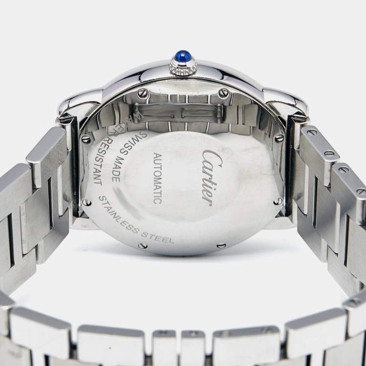 Pre Owned Cartier Silvered Opaline Stainless Steel Ronde Solo WSRN0012 Men's Wristwatch 36 mm