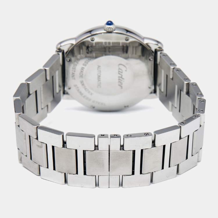 Pre Owned Cartier Silvered Opaline Stainless Steel Ronde Solo WSRN0012 Men's Wristwatch 36 mm