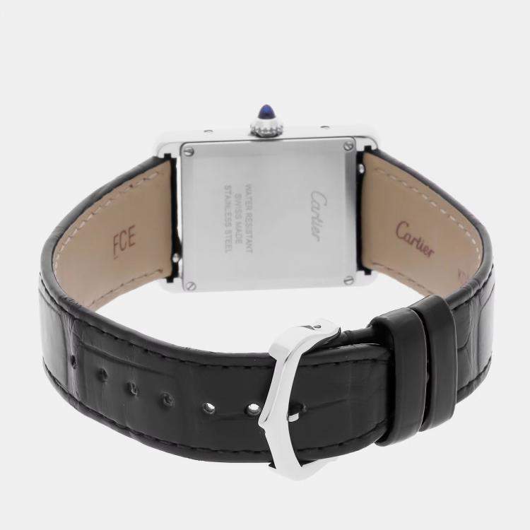 Pre Owned Cartier Tank Must De Cartier WSTA0072 Quartz Stainless Steel Silver Dial Men's Wristwatch 33.7 x 25.5 mm