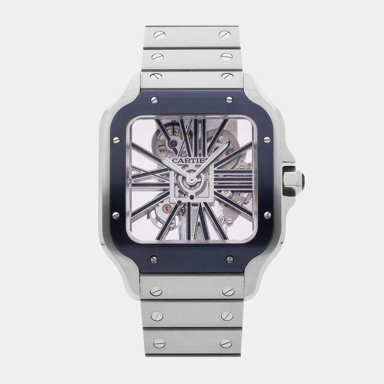 Pre Owned Cartier Santos de Cartier WHSA0026 Manual Winding Silver Stainless Steel Men’s Wristwatch 40mm