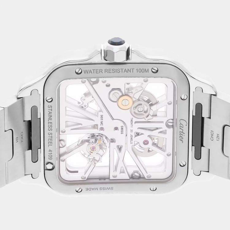 Pre Owned Cartier Santos de Cartier WHSA0026 Manual Winding Silver Stainless Steel Men’s Wristwatch 40mm