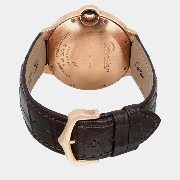 Pre Owned Cartier Silver 18k Rose Gold Ballon Bleu 3927 Automatic Men's Wristwatch 36 mm