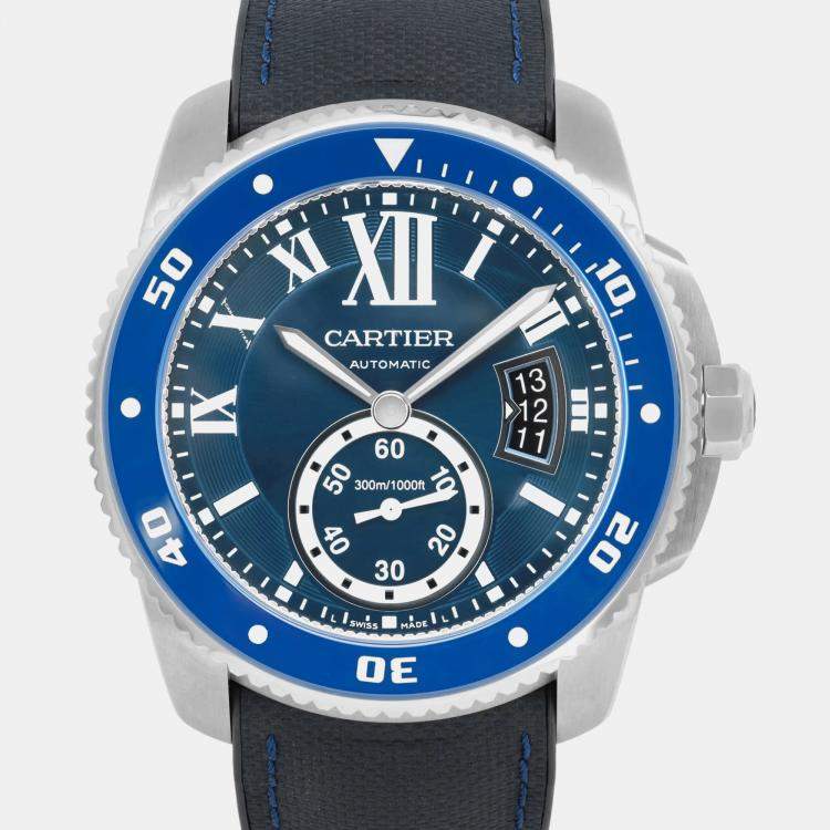 Pre Owned Cartier Blue Stainless Steel Calibre de Cartier WSCA0010 Automatic Men's Wristwatch 42 mm