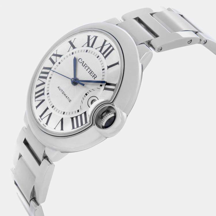 Pre Owned Cartier Silver Stainless Steel Ballon Bleu W69012Z4 Automatic Men's Wristwatch 42 mm
