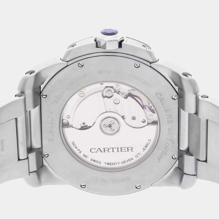 Pre Owned Cartier Calibre de Cartier W7100015 Automatic Stainless Steel Silver Dial Men's Wristwatch 42mm