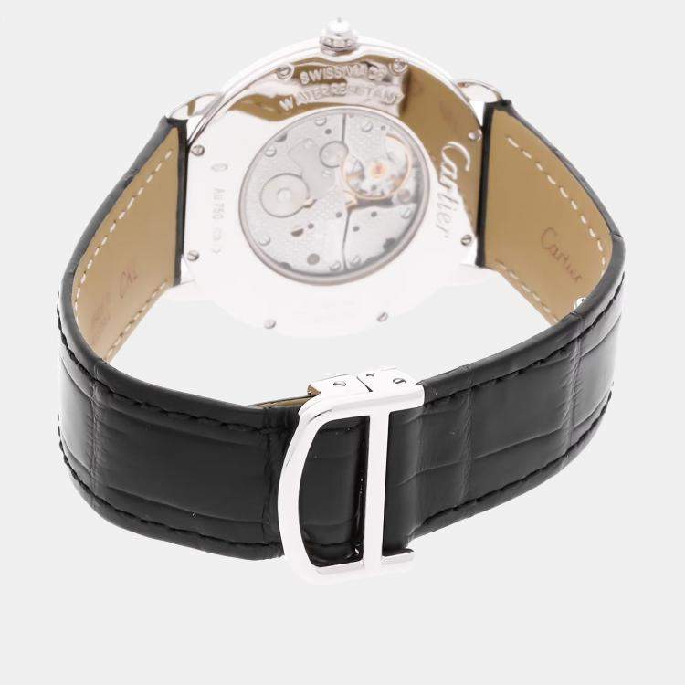 Pre Owned Cartier Ronde Louis WR000551 Manual Winding Rose Gold Silver Dial Men's Wristwatch 36mm