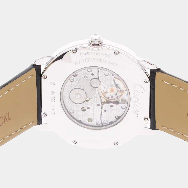Pre Owned Cartier Ronde Louis WR000551 Manual Winding Rose Gold Silver Dial Men's Wristwatch 36mm