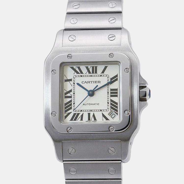 Pre Owned Cartier Santos Galbee W20098D6 Automatic Silver Stainless Steel Men's Wristwatch 32 mm