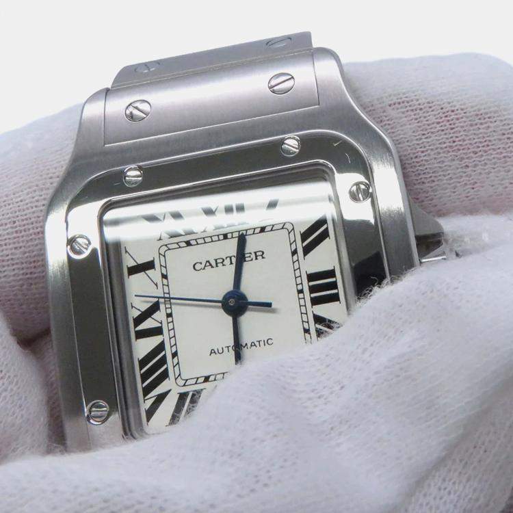 Pre Owned Cartier Santos Galbee W20098D6 Automatic Silver Stainless Steel Men's Wristwatch 32 mm