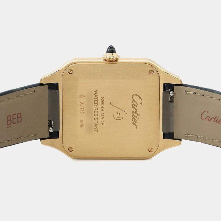 Pre Owned Cartier Santos Dumont WGSA0077 Quartz Blue 18k Yellow Gold Men's Wristwatch 31 mm