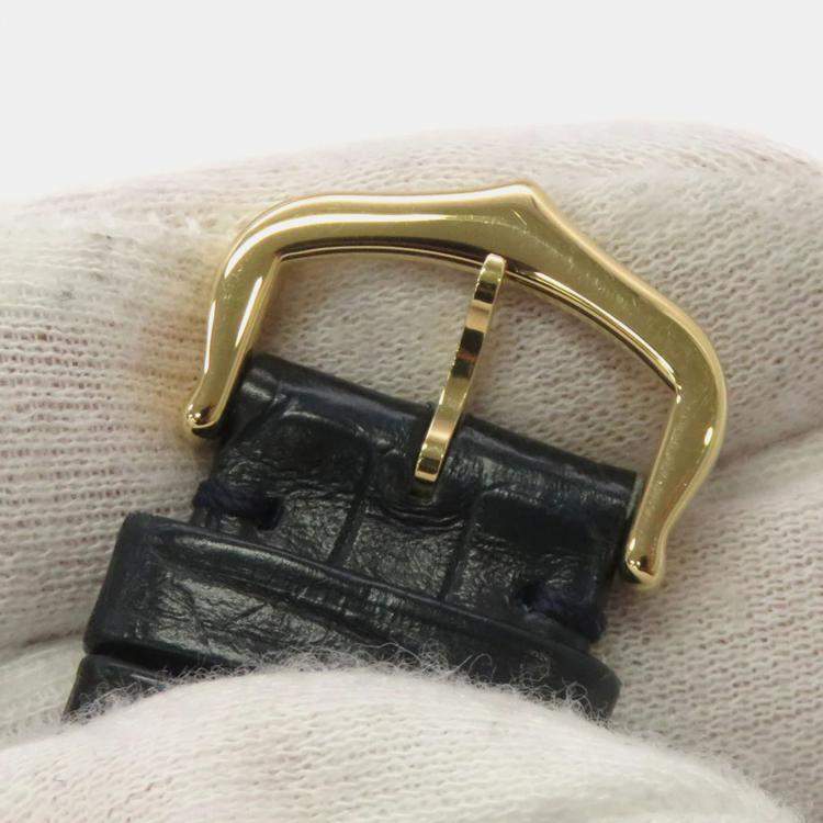 Pre Owned Cartier Santos Dumont WGSA0077 Quartz Blue 18k Yellow Gold Men's Wristwatch 31 mm