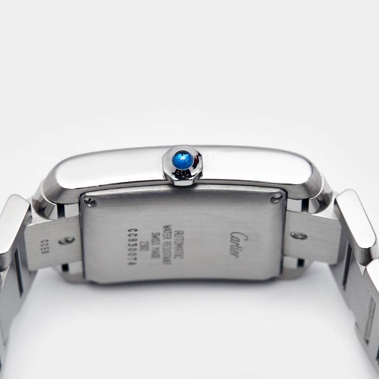 Pre Owned Cartier Opaline White Stainless Steel Tank Francaise W51002Q3 Unisex Wristwatch 28 mm