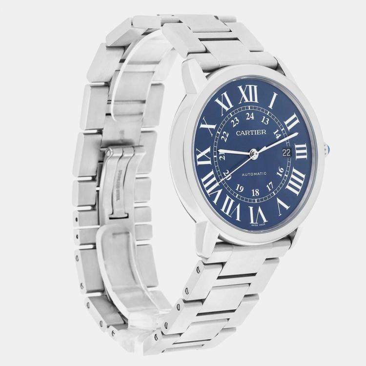Pre Owned Cartier Ronde Solo WSRN0023 Automatic Blue Stainless Steel Men's Wristwatch 42 mm
