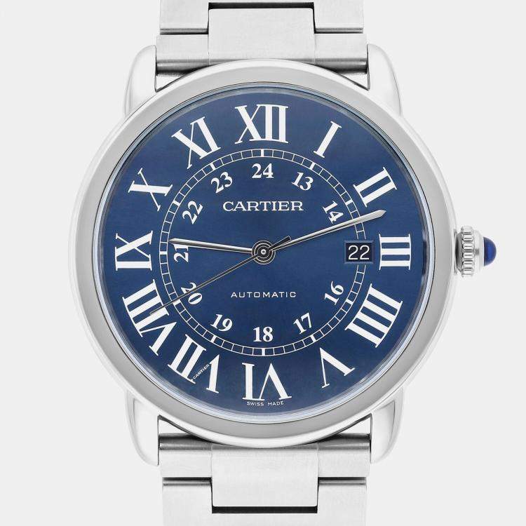 Pre Owned Cartier Ronde Solo WSRN0023 Automatic Blue Stainless Steel Men's Wristwatch 42 mm