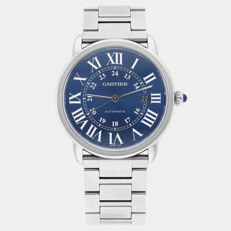 Pre Owned Cartier Ronde Solo WSRN0023 Automatic Blue Stainless Steel Men's Wristwatch 42 mm