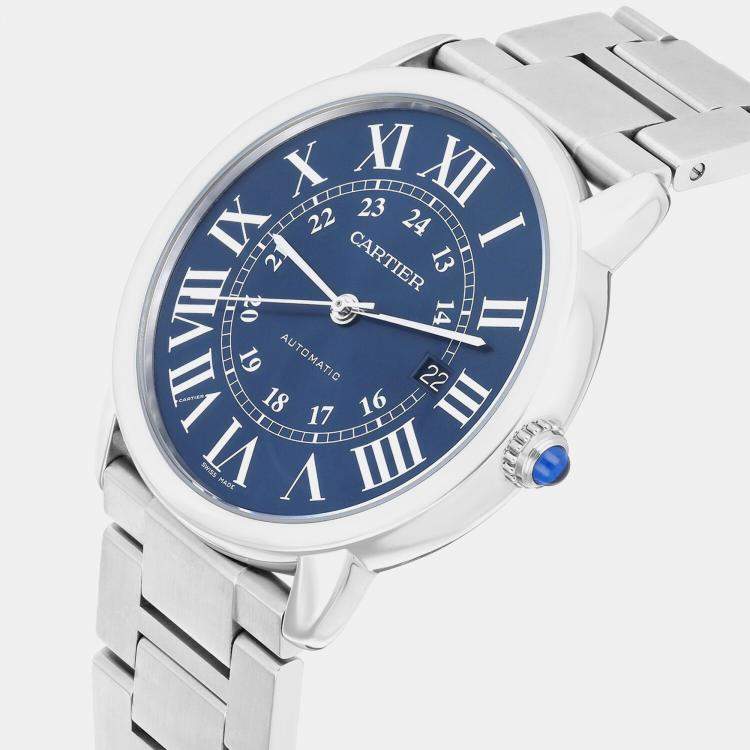 Pre Owned Cartier Ronde Solo WSRN0023 Automatic Blue Stainless Steel Men's Wristwatch 42 mm
