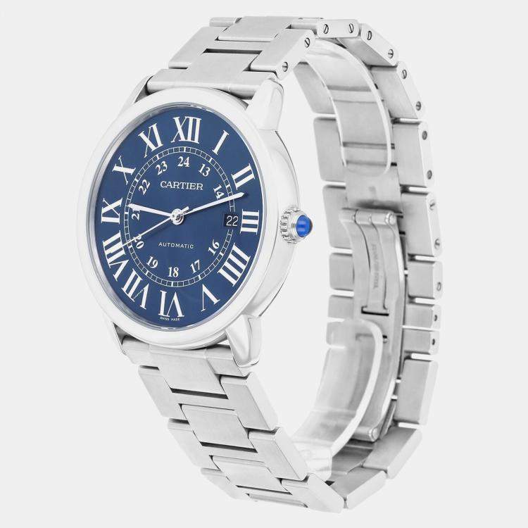 Pre Owned Cartier Ronde Solo WSRN0023 Automatic Blue Stainless Steel Men's Wristwatch 42 mm