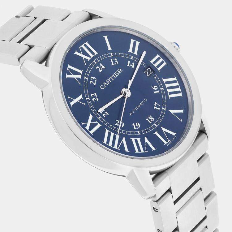 Pre Owned Cartier Ronde Solo WSRN0023 Automatic Blue Stainless Steel Men's Wristwatch 42 mm