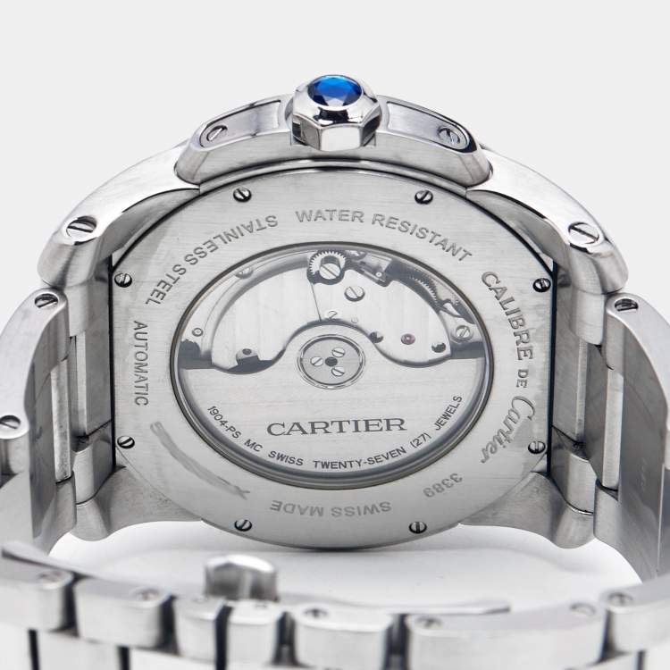 Pre Owned Cartier Silver Stainless Steel Calibre de Cartier W7100015 Men's Wristwatch 42 mm