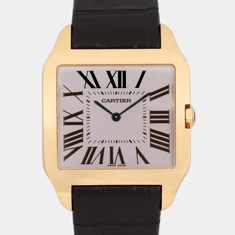 Pre Owned Cartier Dumont W2006951 Manual Winding Silver Dial 18K Rose Gold Men's Wristwatch 35 mm
