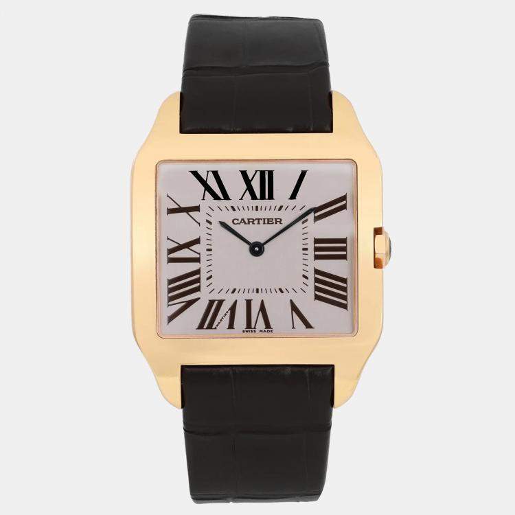 Pre Owned Cartier Dumont W2006951 Manual Winding Silver Dial 18K Rose Gold Men's Wristwatch 35 mm